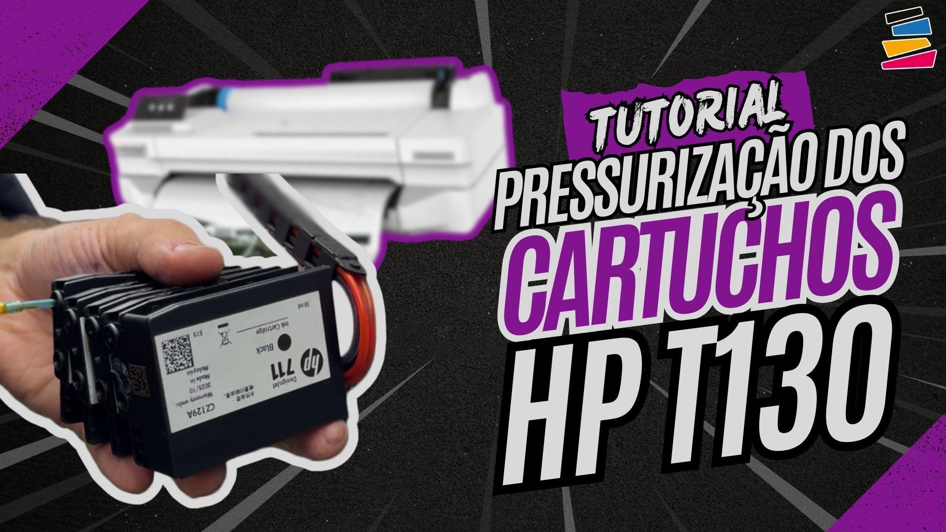 Como retirar e pressurizar os cartuchos originais com bulk ink na Plotter HP T120 T130 T520 T530